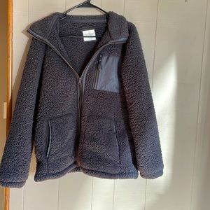 Abercrombie Sherpa Leather trim Jacket